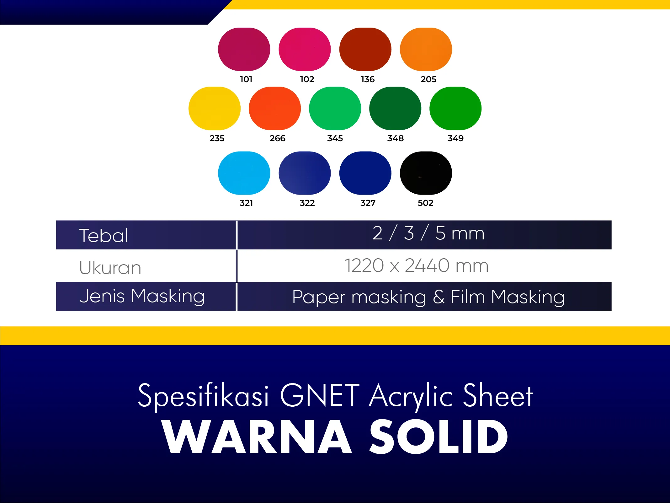 GNET Acrylic Sheet Warna Solid